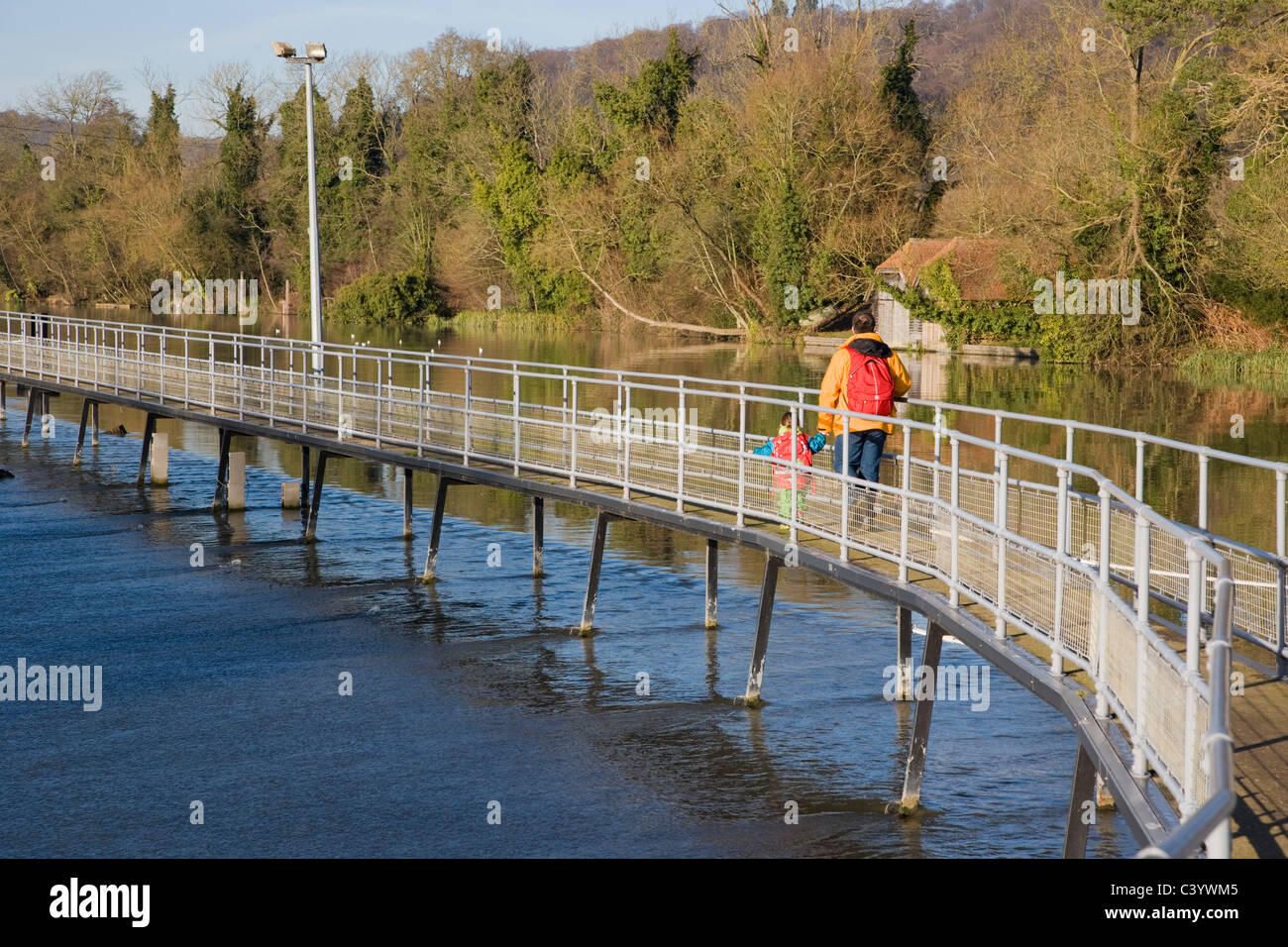 Hambleden Weir downstream of HenleyonThames. Oxfordshire. England. UK