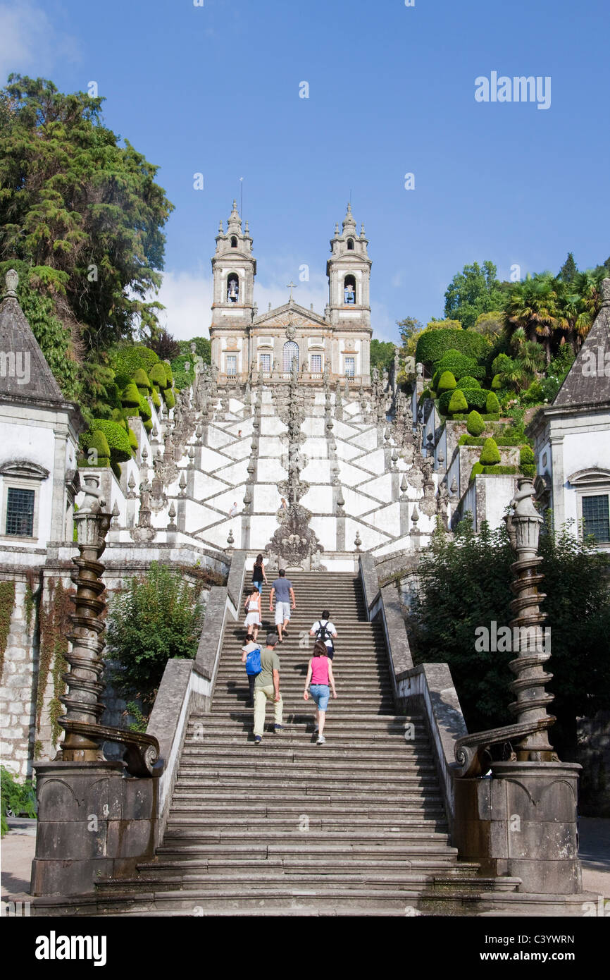 Portugal, Europe, Braga, Bom of Jesus do Monte, church, stair, tourism, plastics Stock Photo