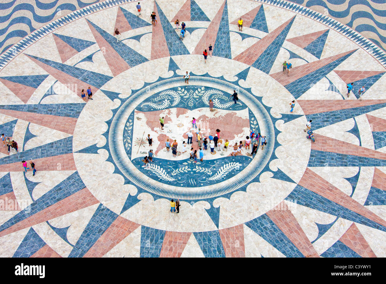 Portugal, Europe, Lisbon, compass rose, mosaic, tourist, art, skill, plastic Stock Photo