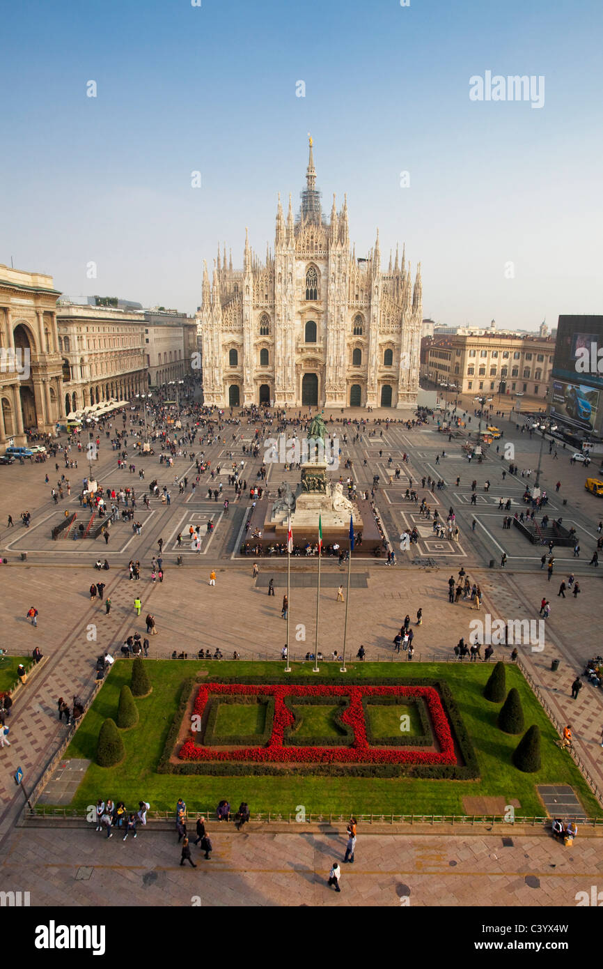 Italy, Europe, Milano, Milan, cathedral, dome, church, place, meadow, tourist Stock Photo