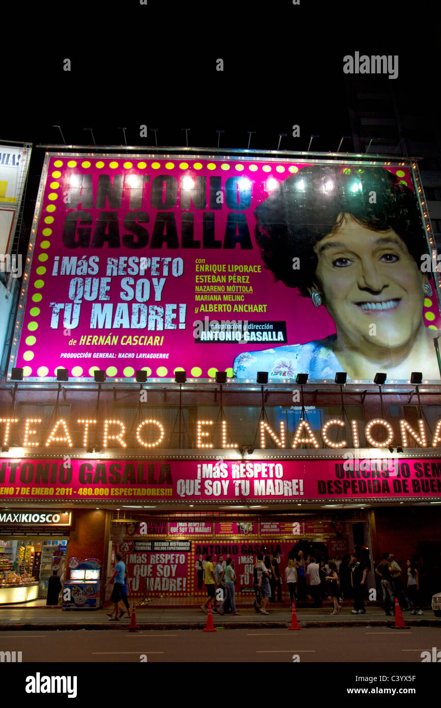 Teatro el Nacional on Corrientes Avenue in Buenos Aires, Argentina. Stock Photo