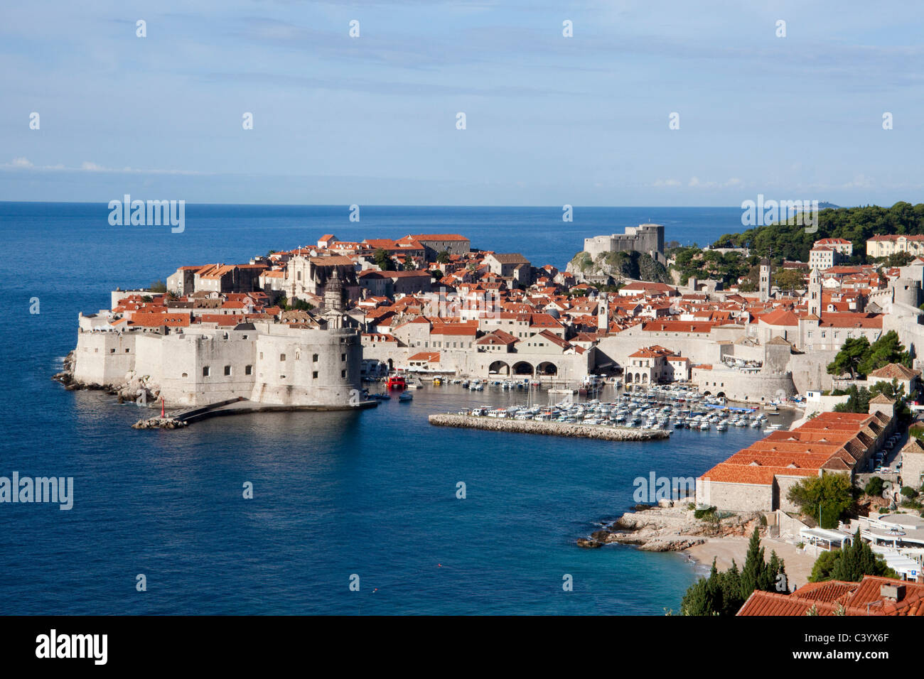 Croatia, Europe, Dubrovnik, Old Town, world cultural heritage, walls, roofs Stock Photo
