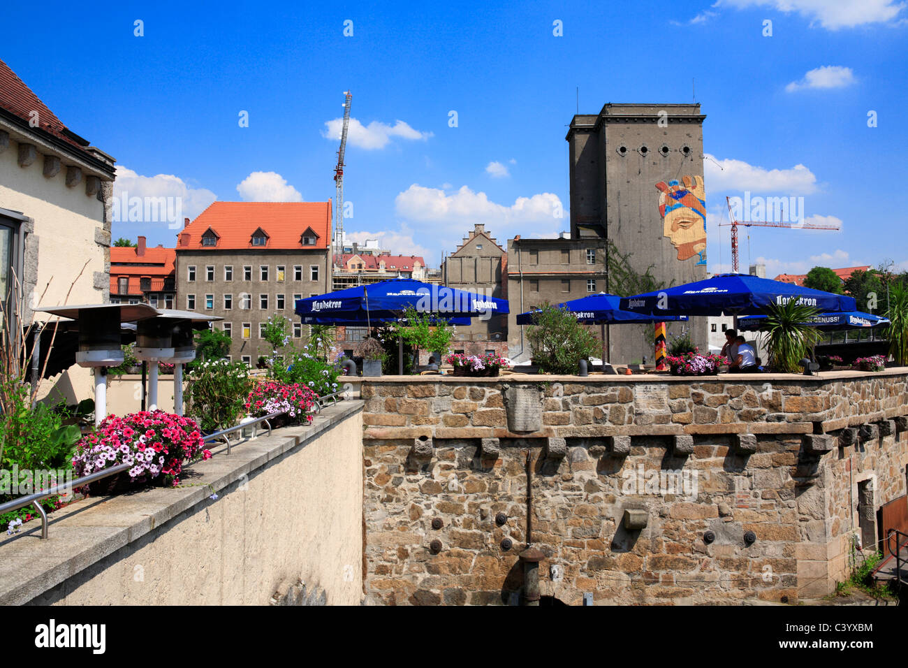 vierradenmühle restaurant at neisse river city of görlitz (zgorzelec).  germany, europe, saxony Stock Photo - Alamy