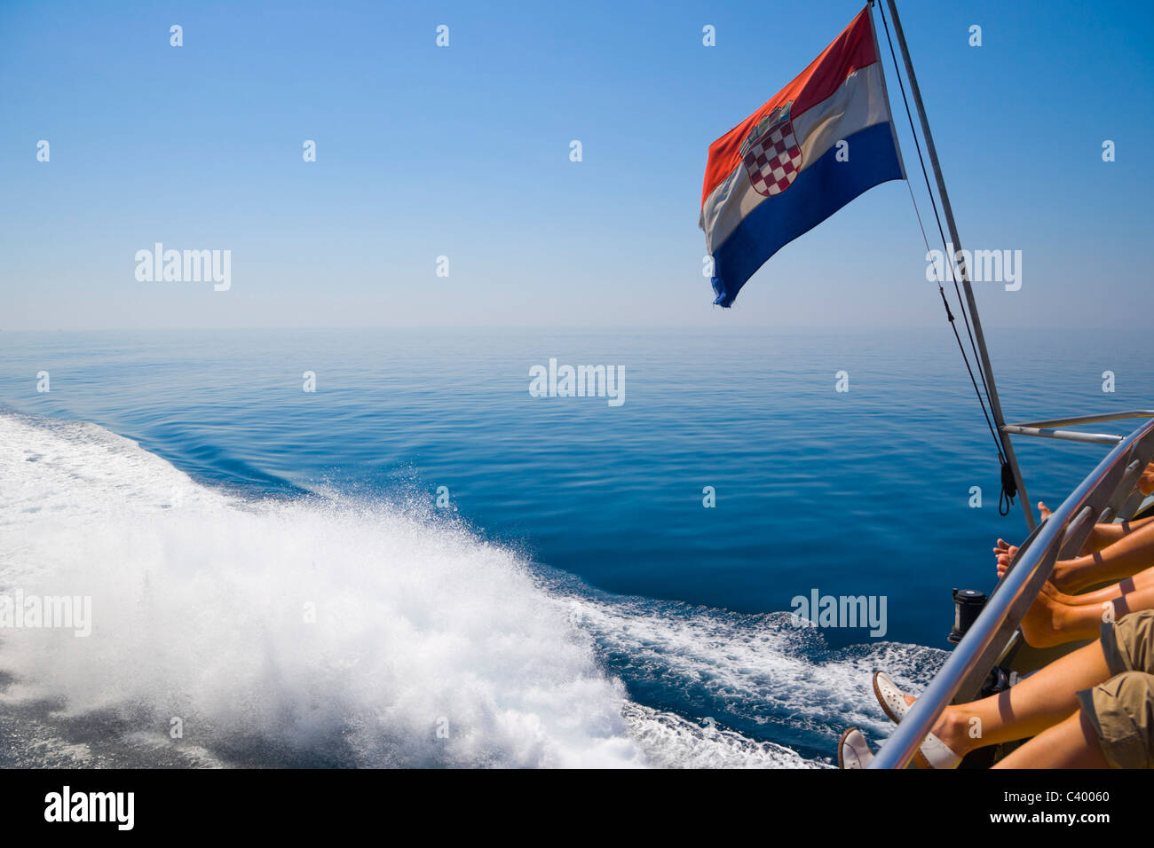 Tourists on the board of Croatian catamaran heading for Venice, Italy ...