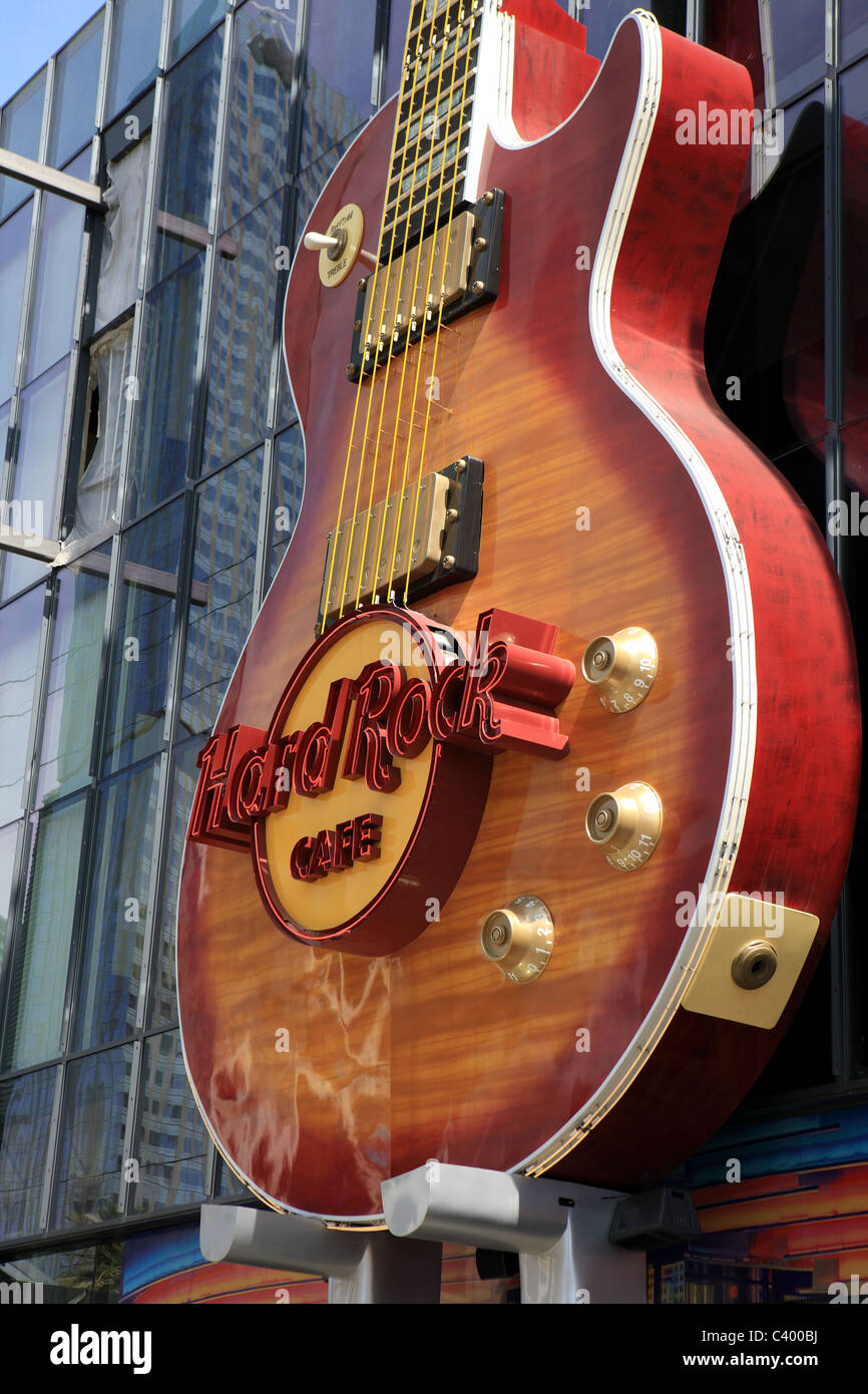 Huge Guitar outside the Hard Rock Cafe on the Las Vegas Strip Stock
