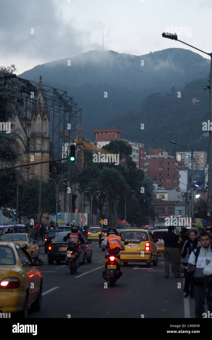 Bogota Colombia traffic in barrio Chapinero Stock Photo Alamy