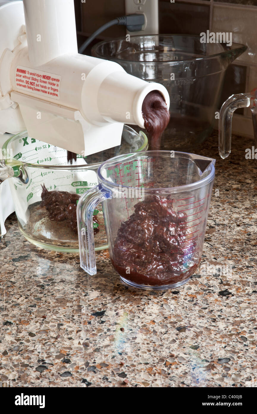 A juicer is used to grind the chocolate beans in making homemade chocolate  candies Stock Photo - Alamy