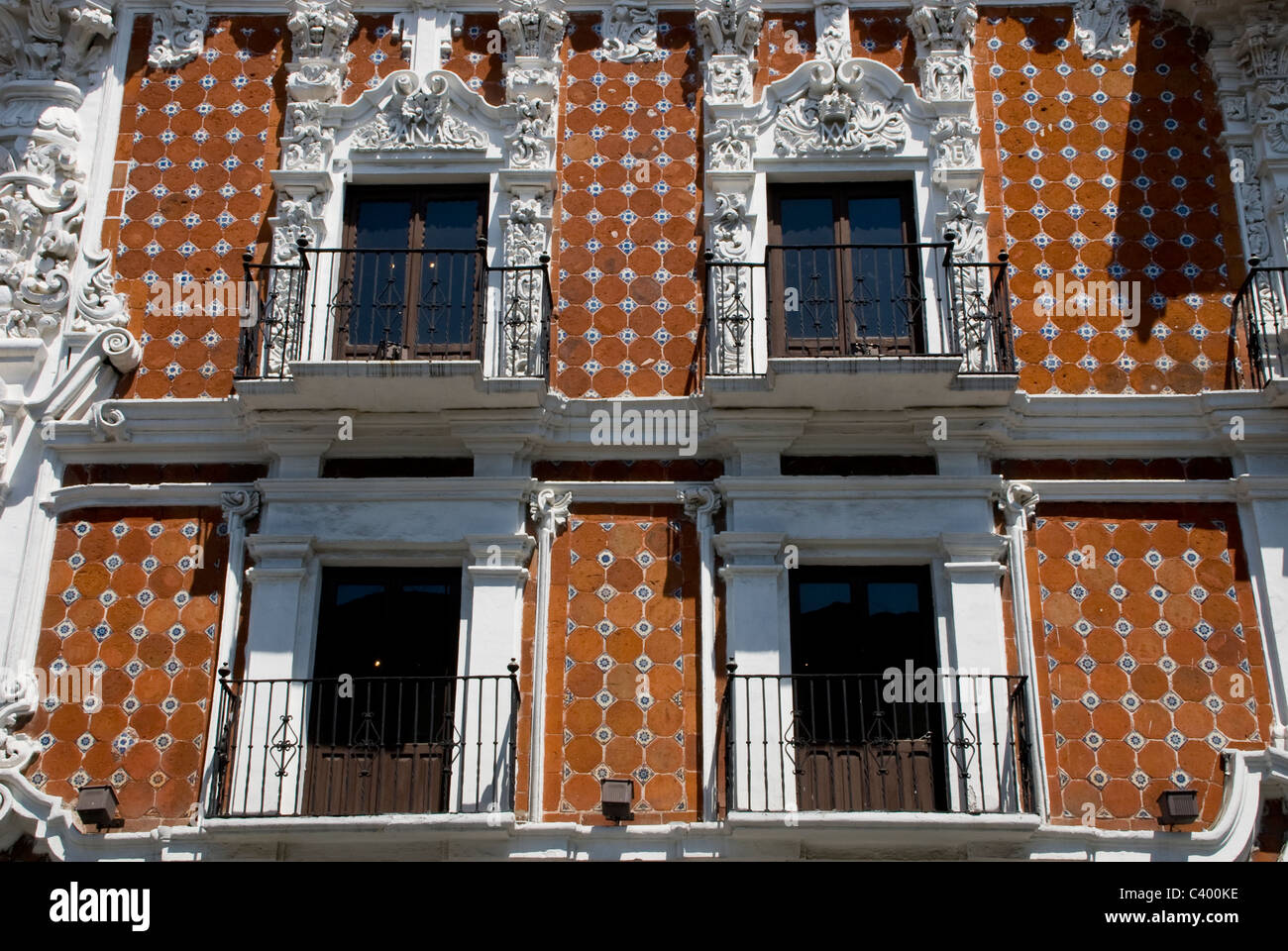 Traditional architecture in the city of Puebla.House of Alfeñique. Mexico. Stock Photo