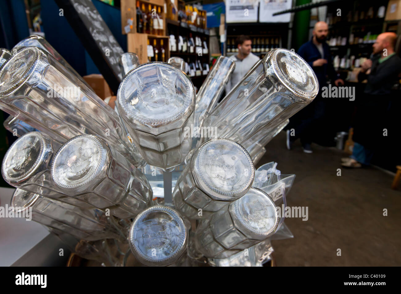 Bottle Display at Borough Market, London Stock Photo