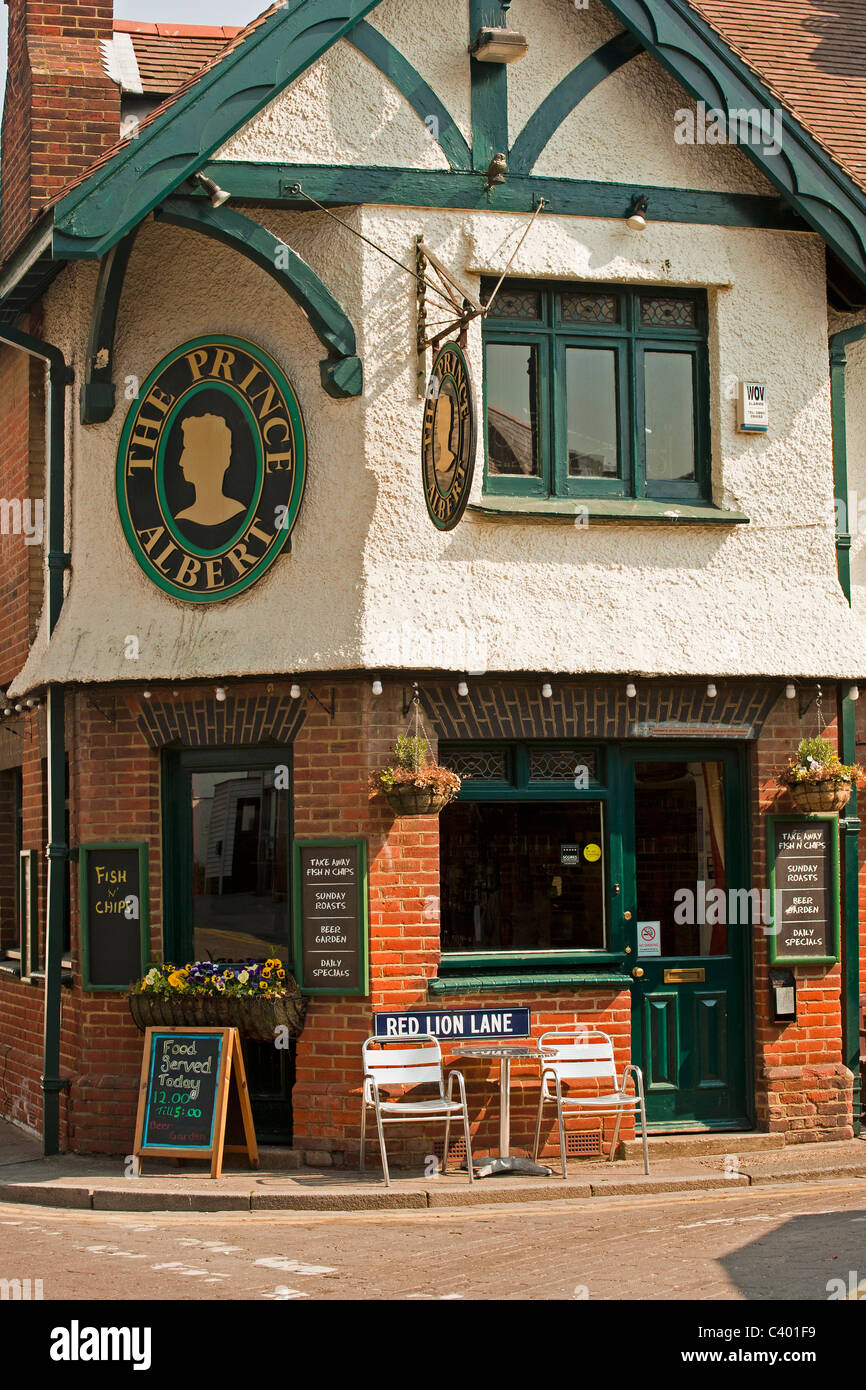 The Prince Albert Pub along Whitstable High Street in Kent Stock Photo