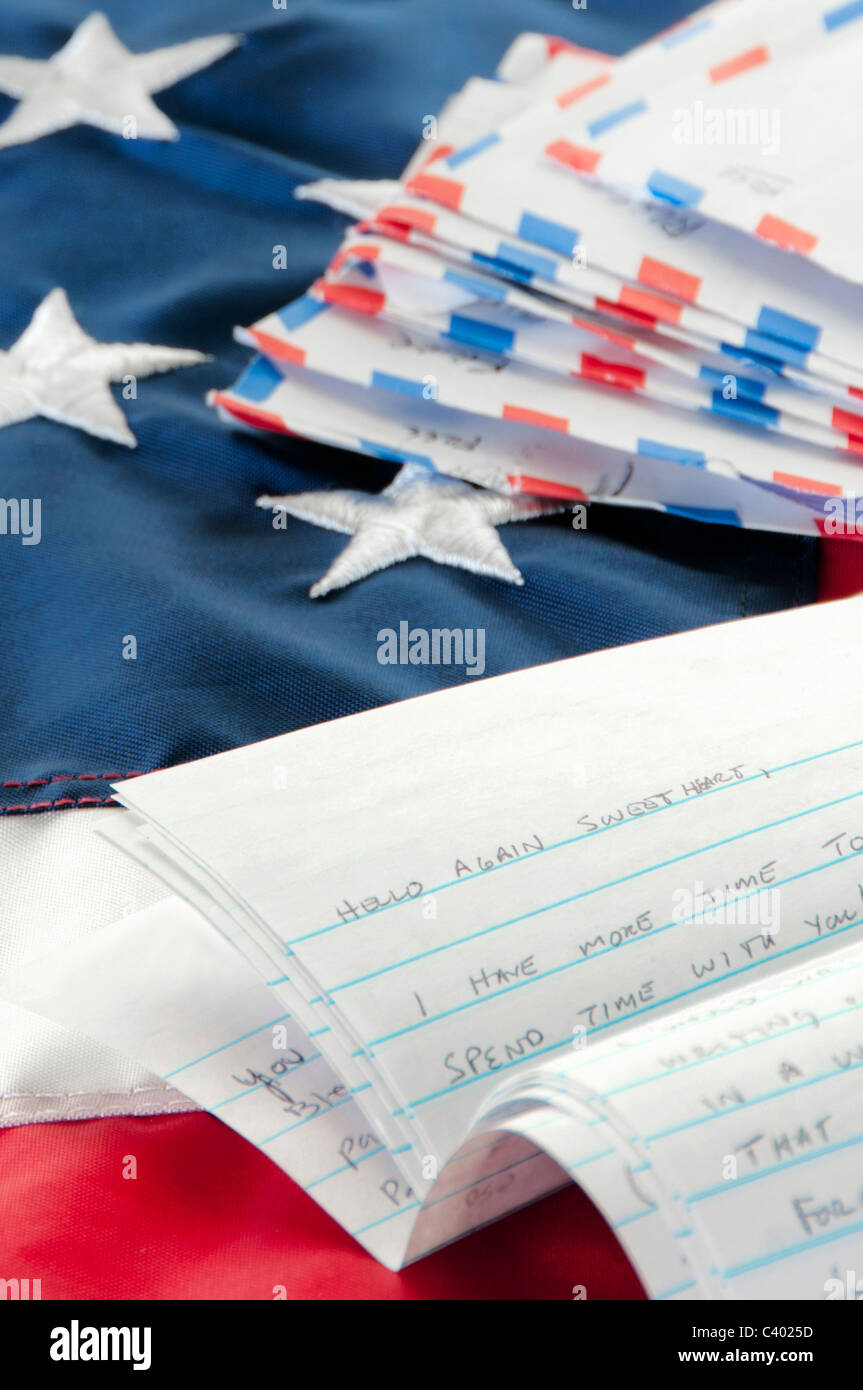 Love letter written to deployed soldier Stock Photo