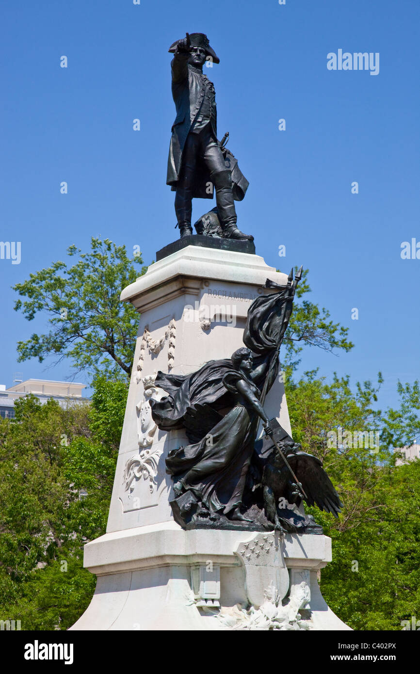 Revolutionary War General Comte de Rochambeau Statue in Lafayette Park, Washington DC Stock Photo