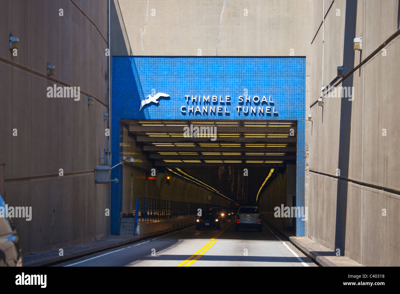 Thimble Shoal Channel Tunnel on the Chesapeake Bay Bridge and Tunnel, Virginia Stock Photo