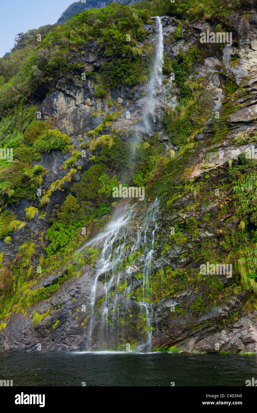 Waterfall at Doubtful Sound in New Zealand Stock Photo Alamy