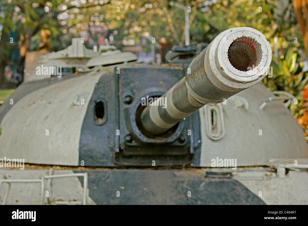 The M48 Patton Tank of the Pakistan Army used in India-Pakistani War of 1965, Cannon in a Garden, Pune, Maharashtra, India Stock Photo