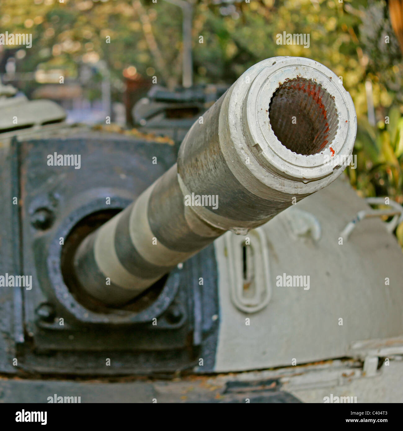 The M48 Patton Tank of the Pakistan Army used in India-Pakistani War of 1965, Cannon in a Garden, Pune, Maharashtra, India Stock Photo