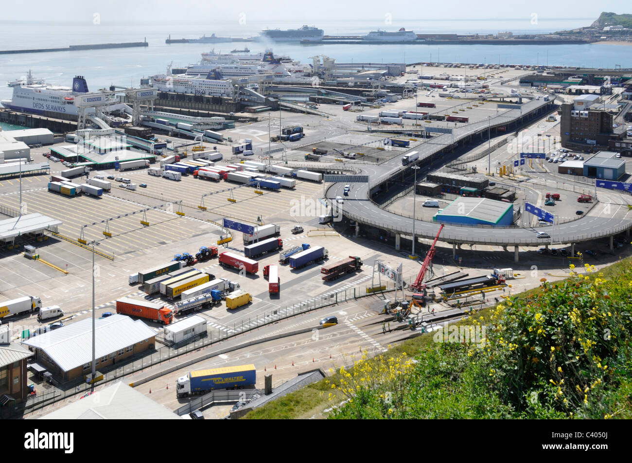 Vehicle holding areas at Dover Ferry Terminal Stock Photo Alamy