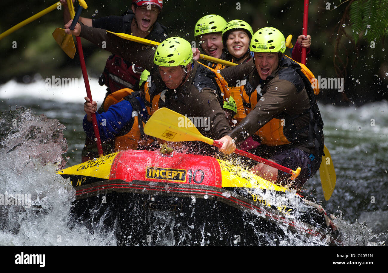 Tourists Whitewater rafting with Kaituna Cascades, on the Kaituna River