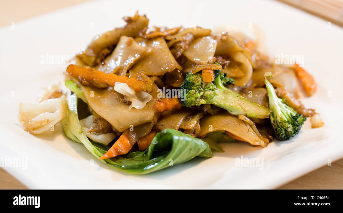 Thai Pad See Ew stir fried flat noodles Stock Photo