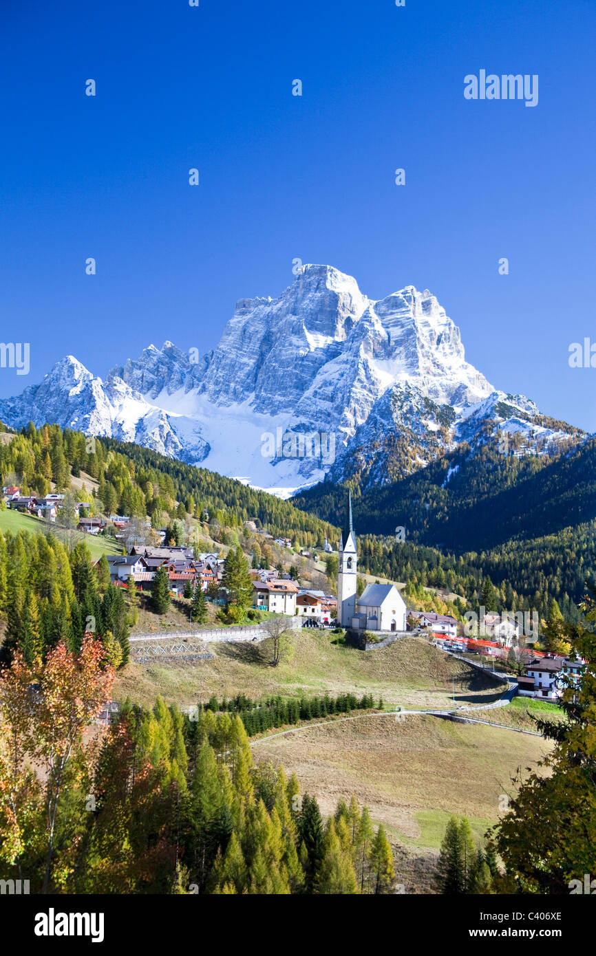 Italy, Europe, Dolomites, Alps, Selva di Cadore, Pelmo, mountains, wood, forest, autumn, UNESCO world cultural heritage Stock Photo