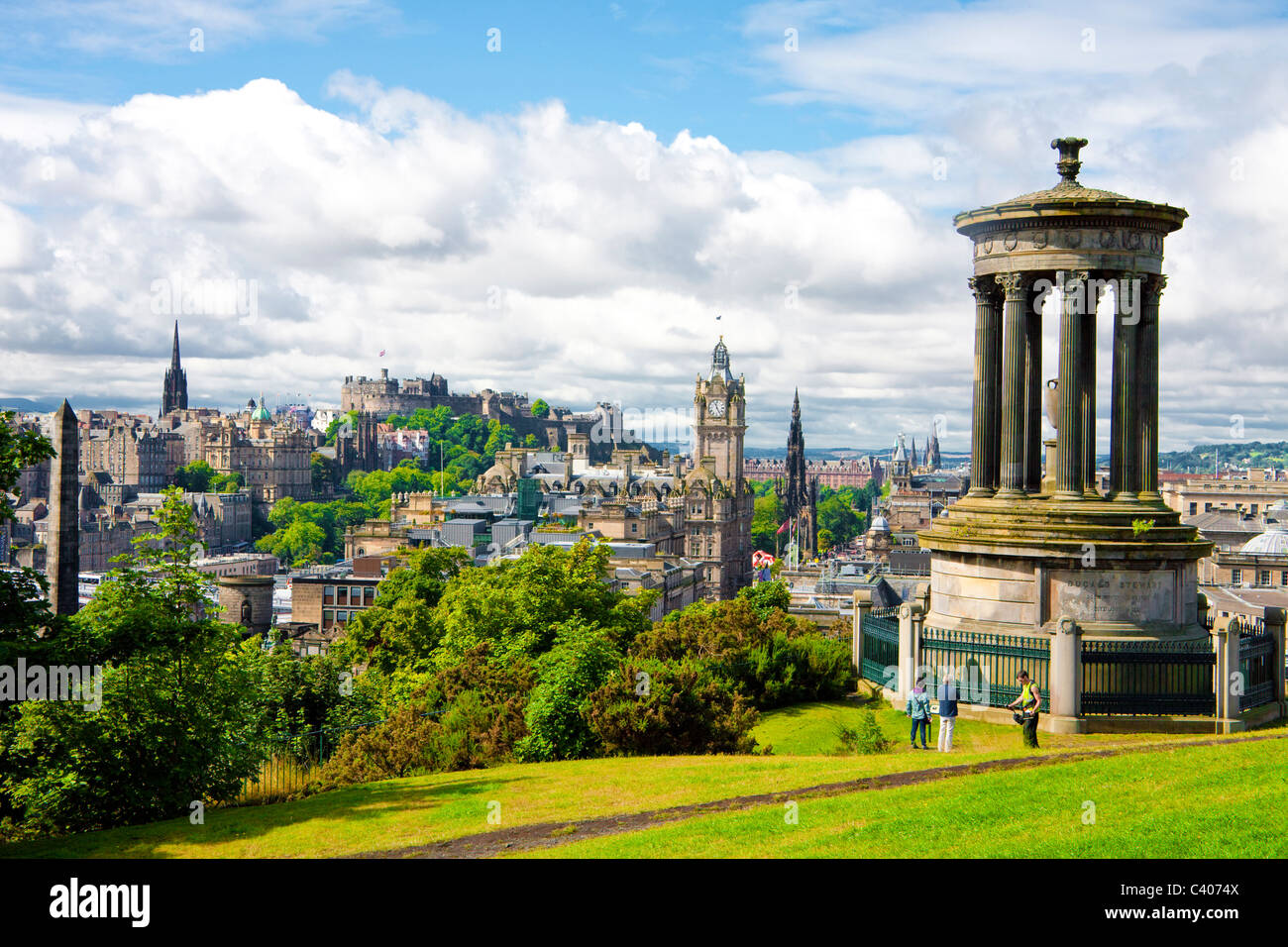Great Britain, Scotland, Europe, Edinburgh, castle, park, columns Stock Photo