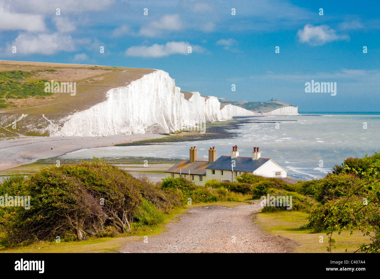 Great Britain, Europe, England, East Sussex, Seven Sisters, coast, cliffs, Coast, chalk coast, cliff coast Stock Photo