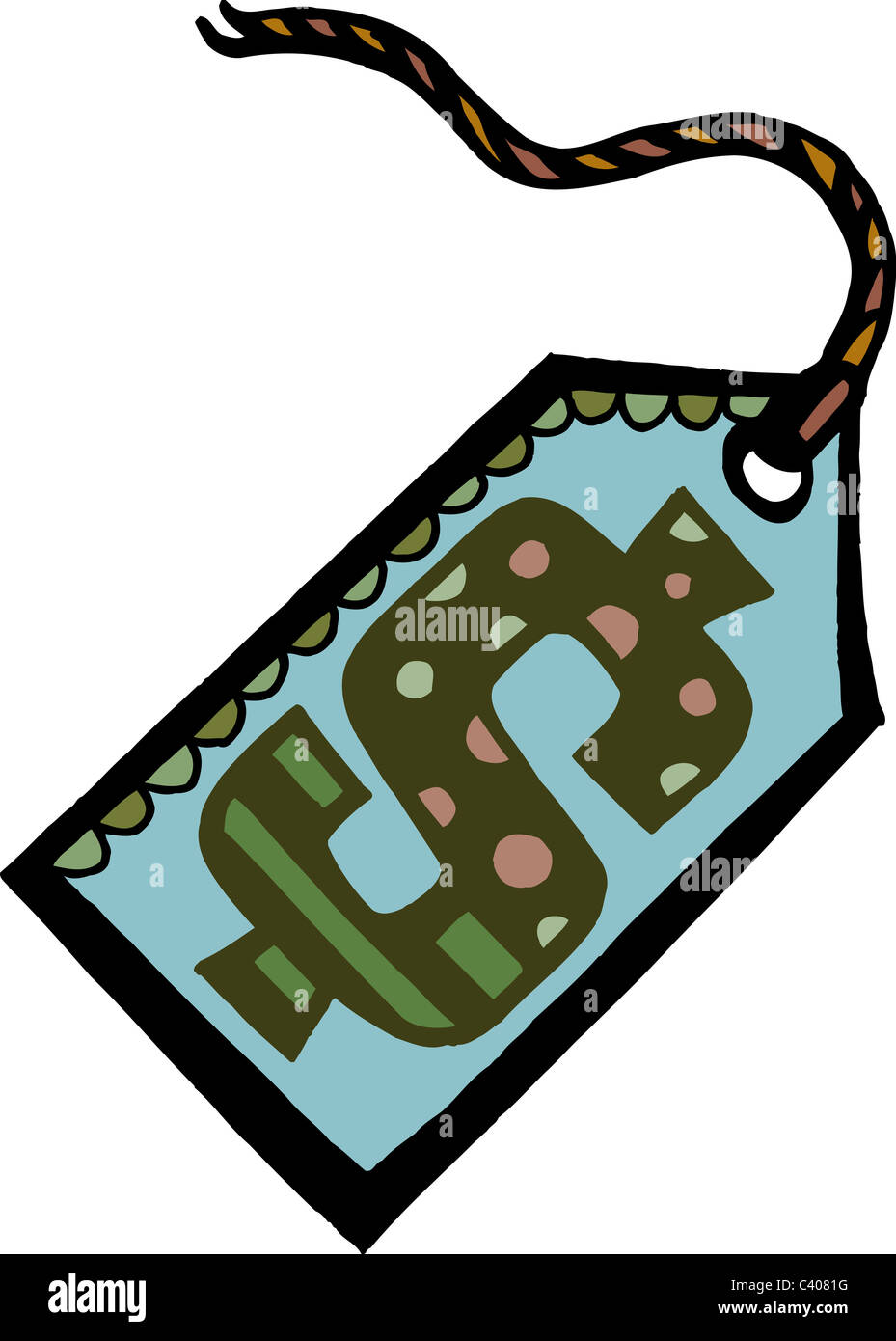 Illustration of a price tag with a dollar sign on it Stock Photo