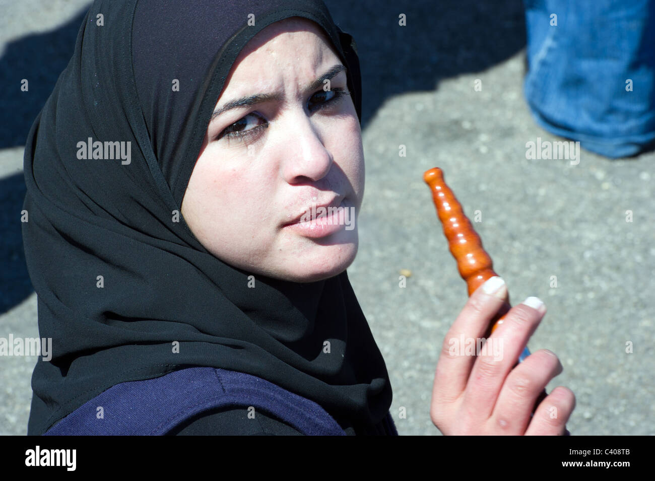 Muslim women smoke nargila Stock Photo