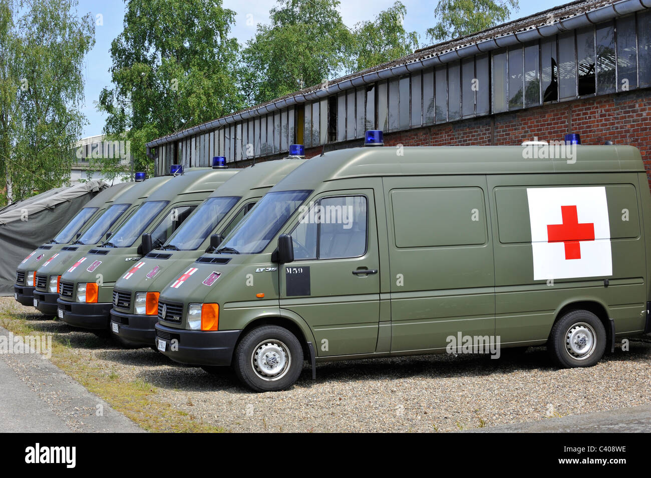 Military ambulances of the Belgian Medical Component, Belgium Stock