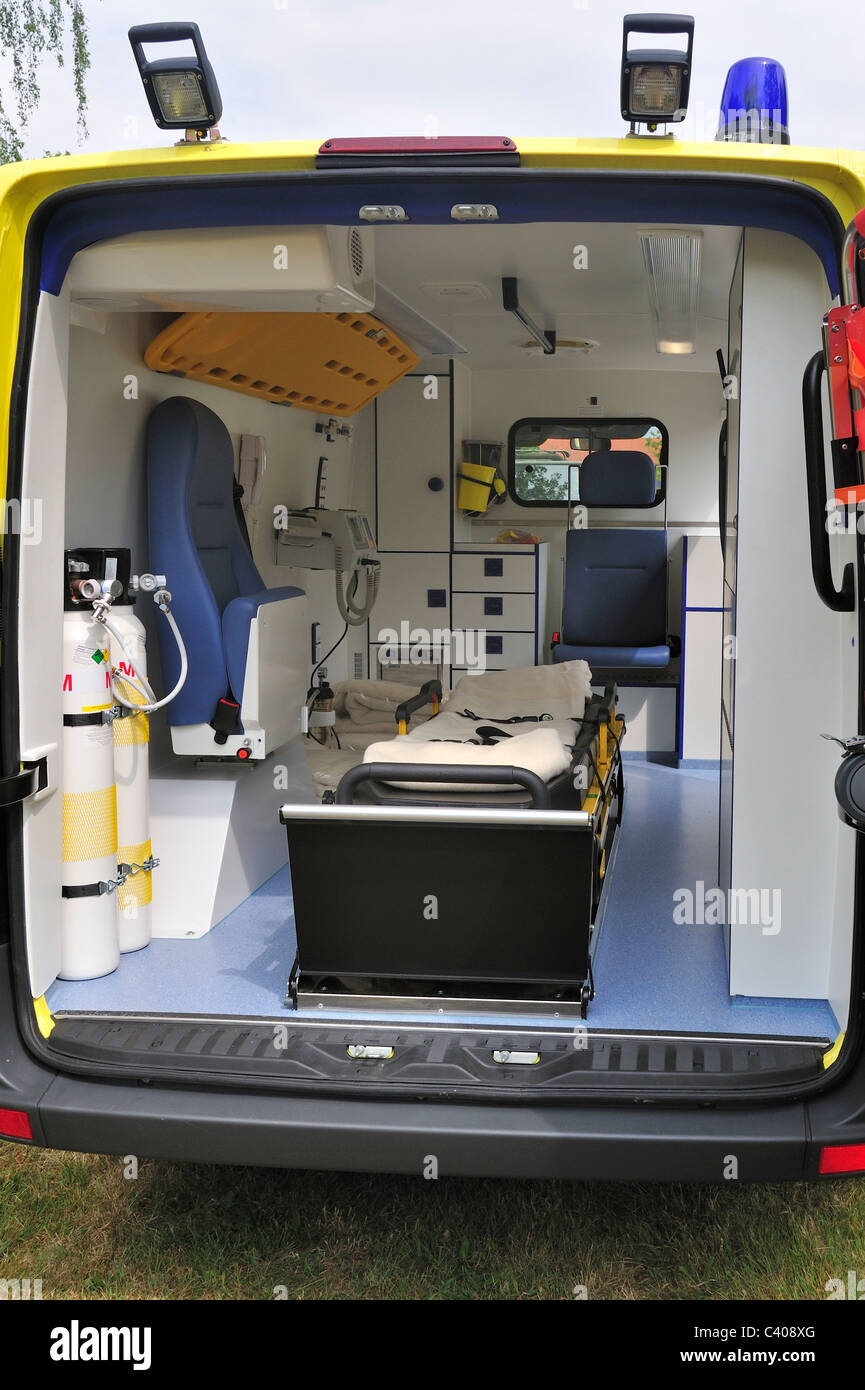 Interior of military ambulance of the Belgian Medical Component