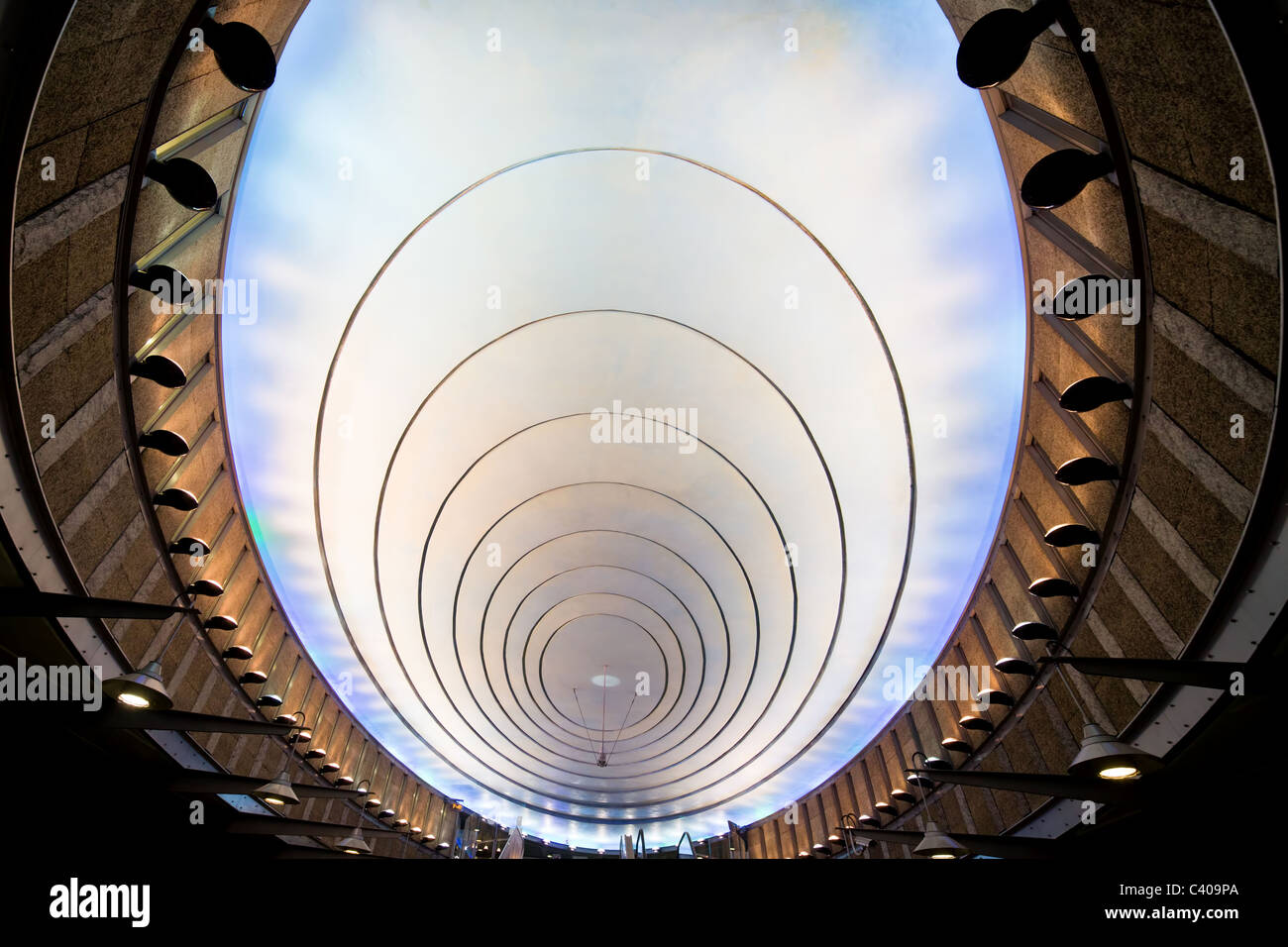 Contemporary ceiling design of underground in Warsaw, Poland Stock Photo