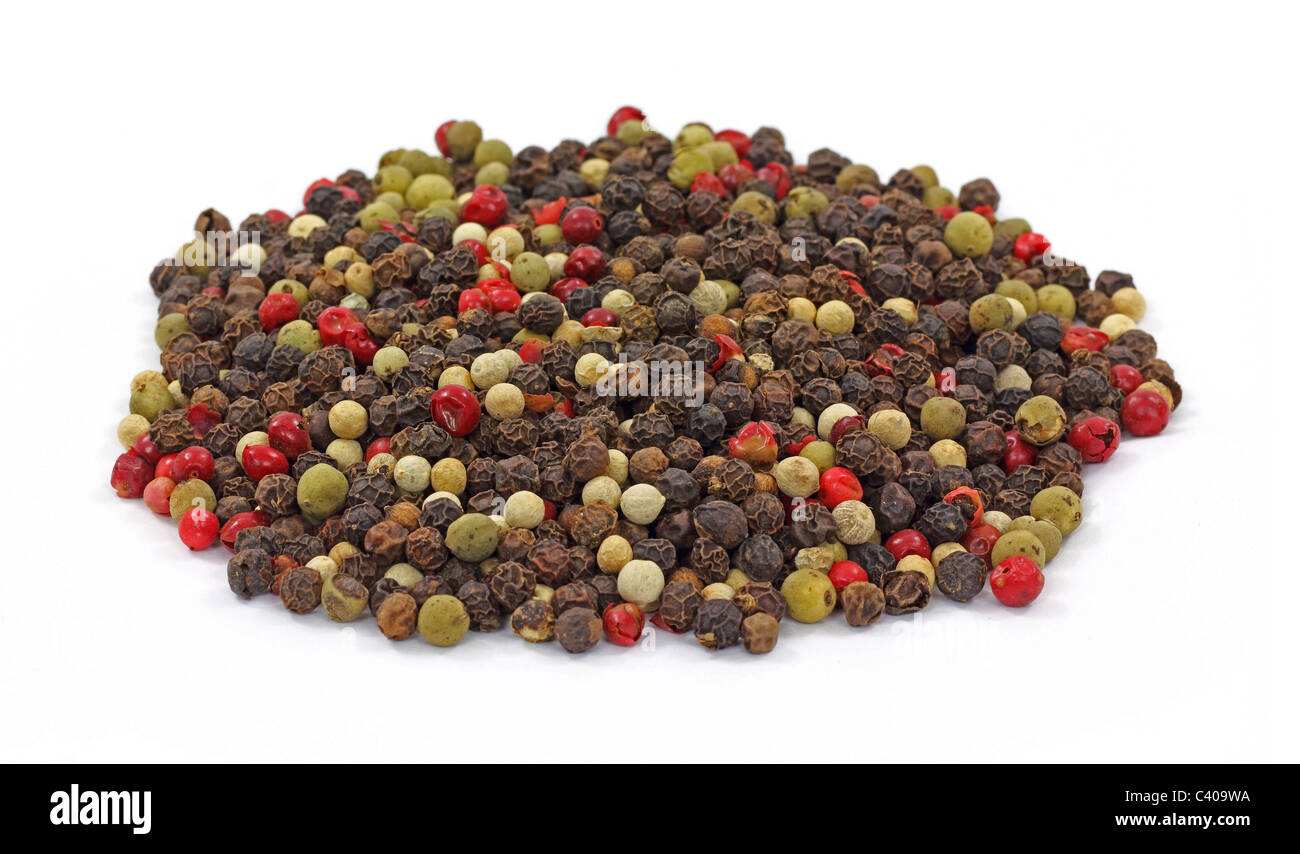Red green black peppercorns Stock Photo Alamy