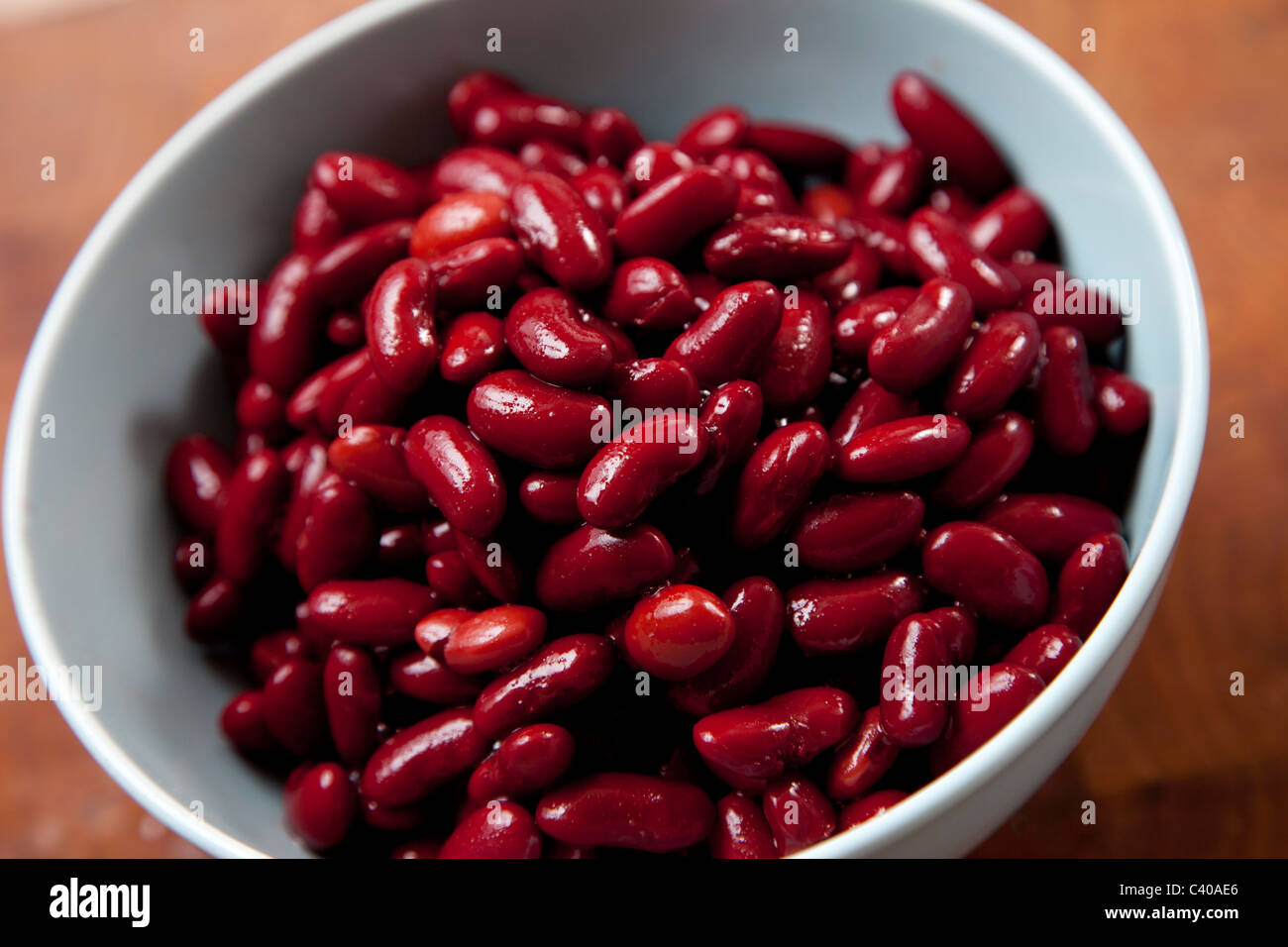 Kidney Beans in a blue bowl Stock Photo