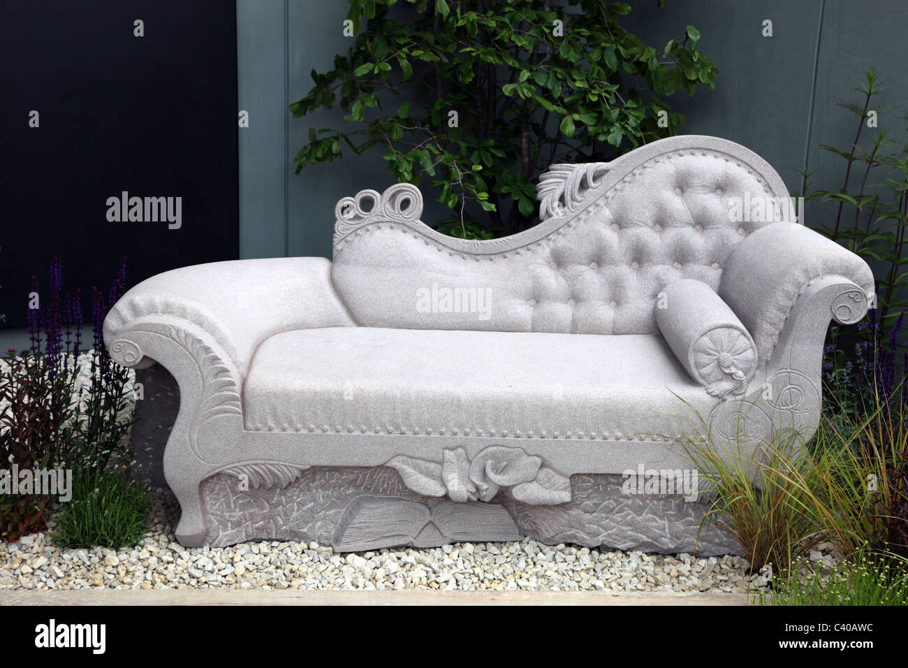 stone sofa, Chelsea Flower Show 2011 Stock Photo