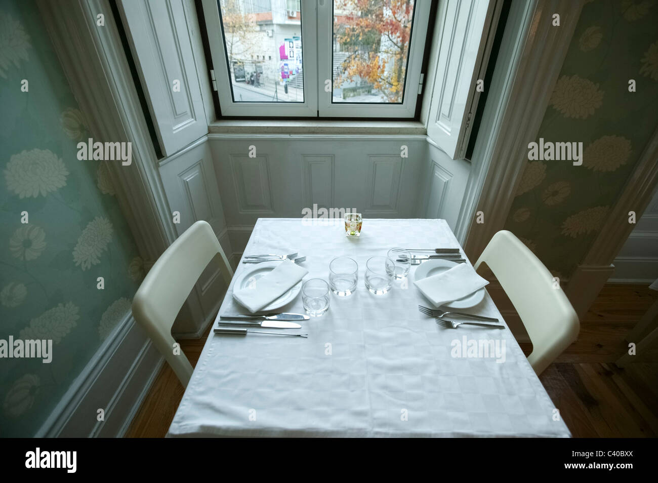 Dining table by the window Stock Photo Alamy