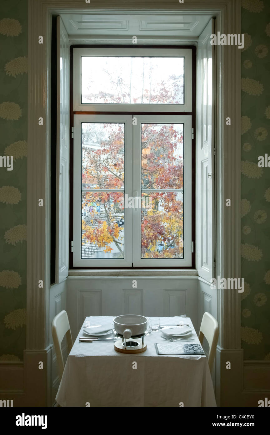 Dining table by the window Stock Photo Alamy