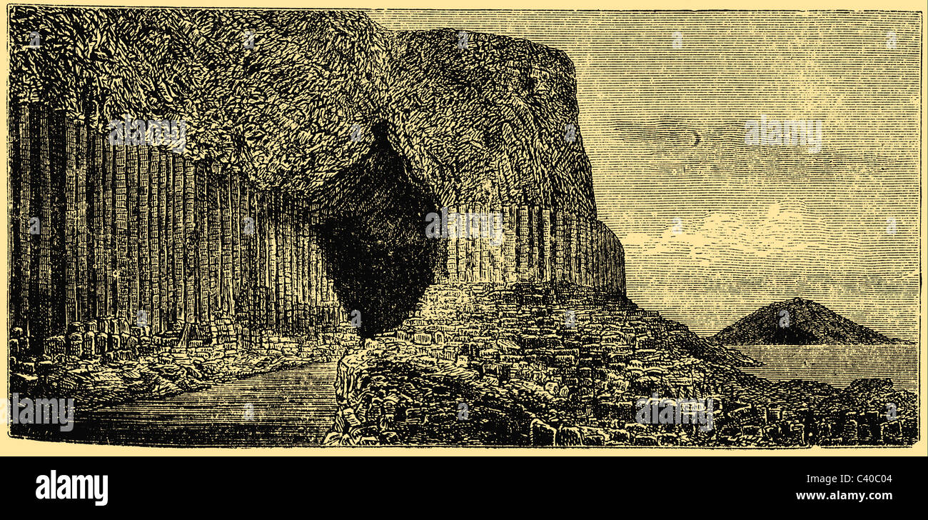 Basalt: Fingal's Cave on the island of Staffa, Scotland Stock Photo