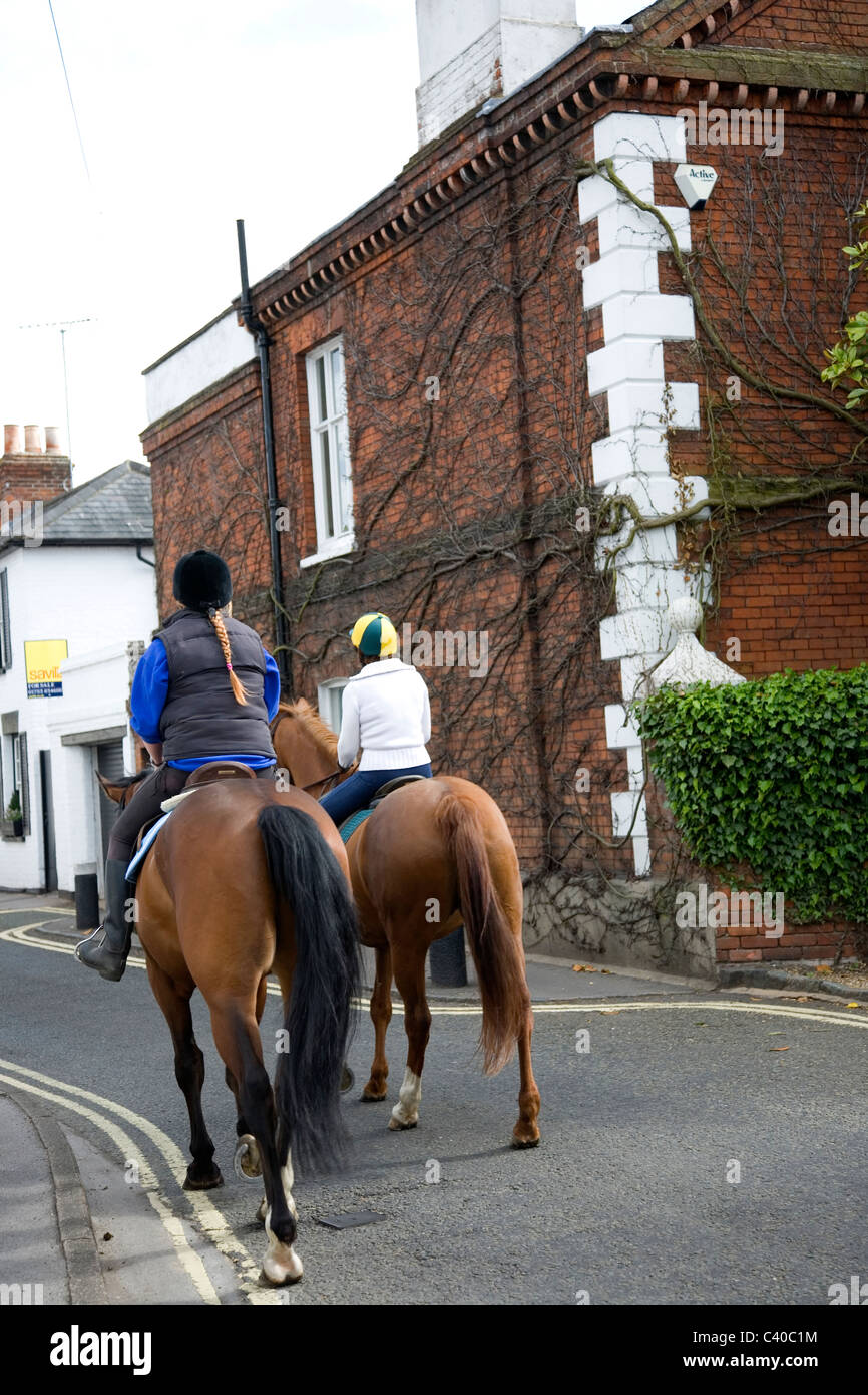 Two Horseriders on Bray's High Street Stock Photo