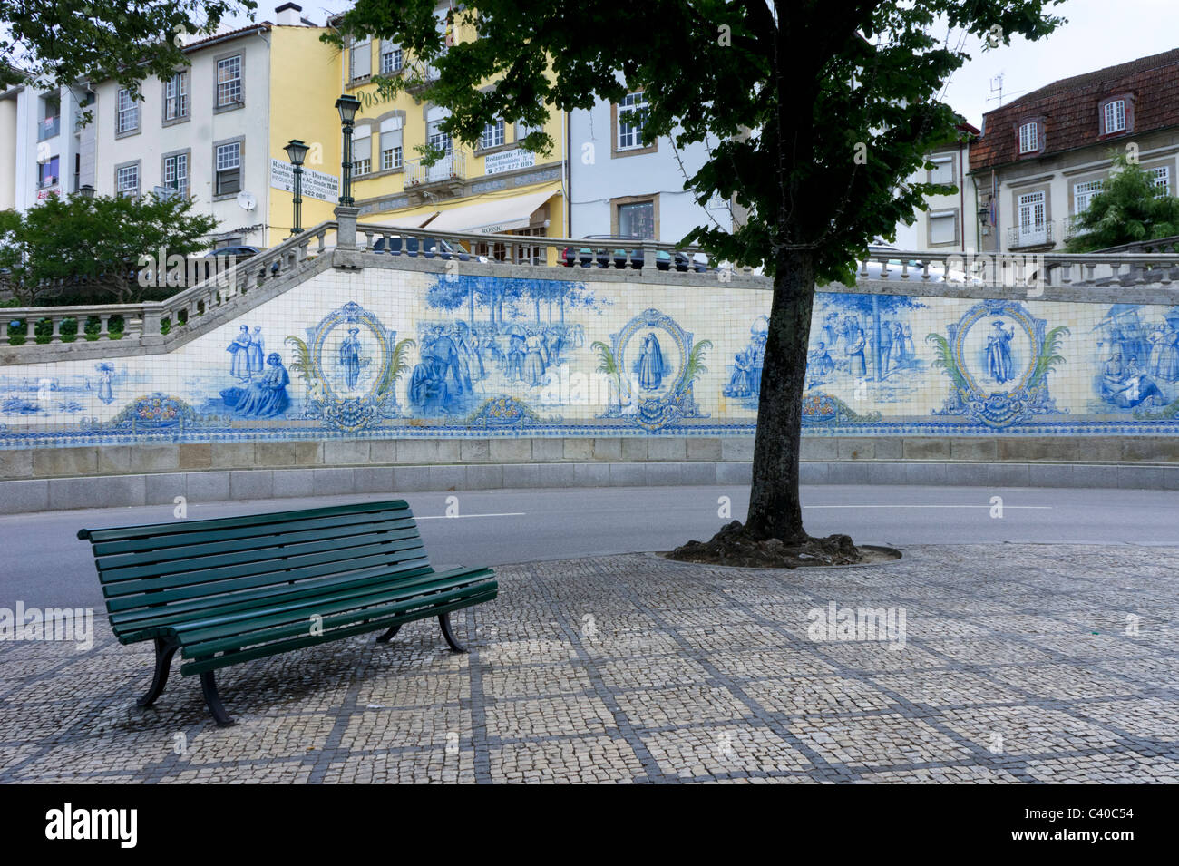 Tiled wall in Viseu, central Portugal Stock Photo
