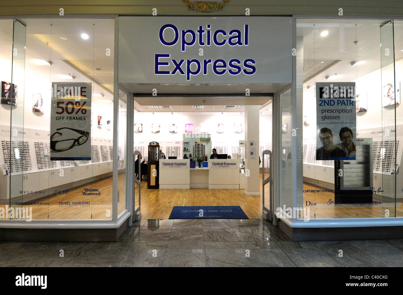 optical express glasses spectacle spectacles contact lens lenses Stock Photo