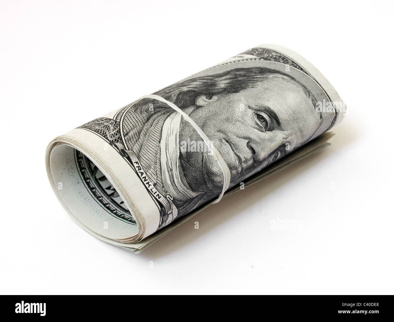 roll of 100 dollars  banknotes Stock Photo