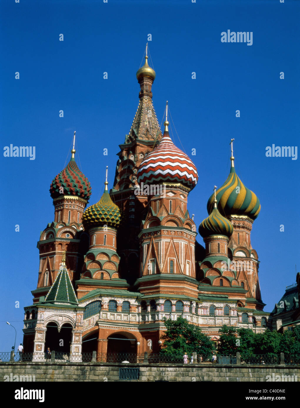 Architecture, Basil´s, Blue, Cathedral, Christianity, Crosses, Culture, Cupolas, Domes, Grand, Holiday, Landmark, Majectic, Mosc Stock Photo