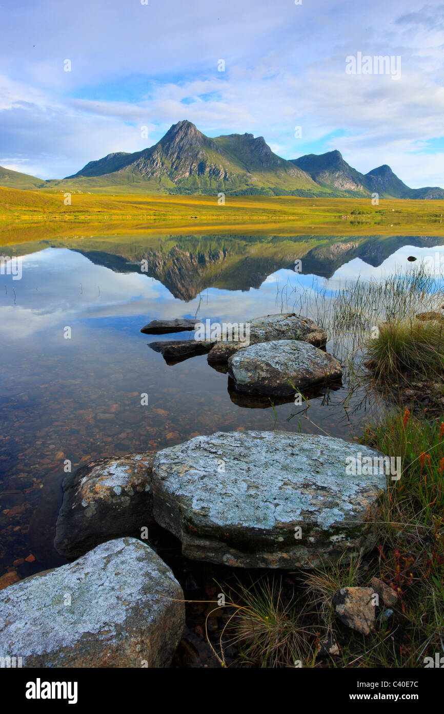 Evening, evening mood, Ben Loyal, mountain, mountains, mountains, bodies of water, summits, peaks, Highland, highlands, highland Stock Photo