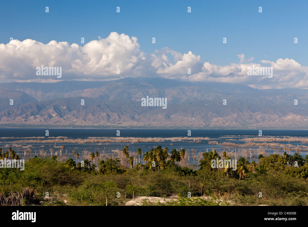 Saltlake Lago Enriquillo, Independencia Province, Dominican Republic Stock Photo