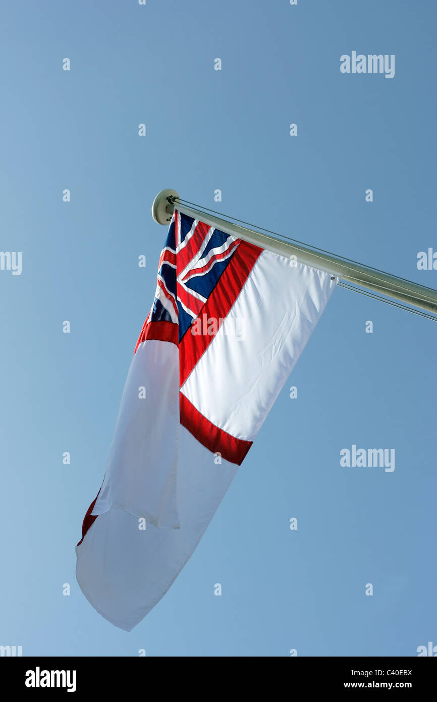 The Royal Navy Ensign (the White Duster) Stock Photo