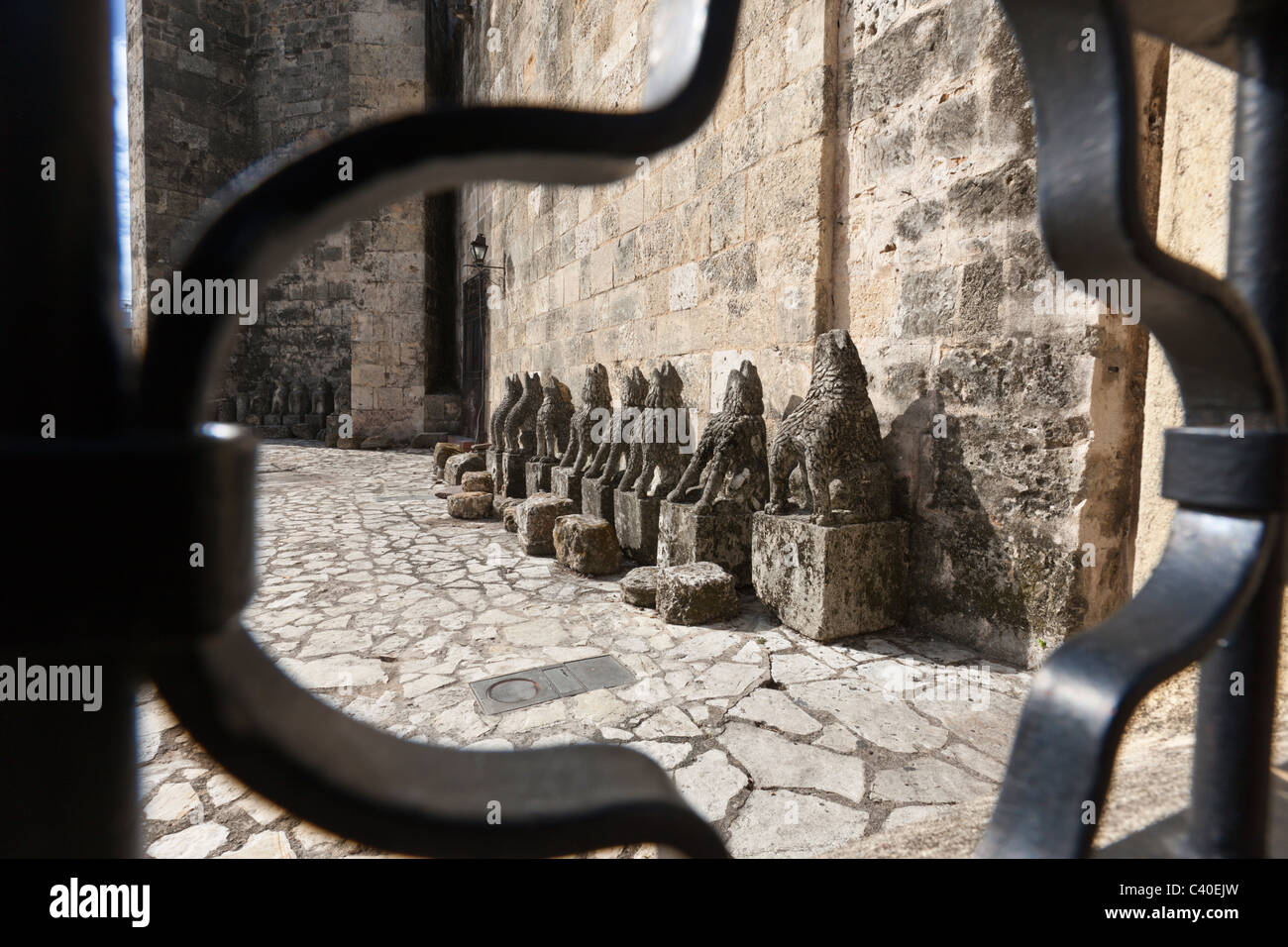 Sculptures Cathedral Santa Maria la Menor, Santo Domingo, Dominican Republic Stock Photo