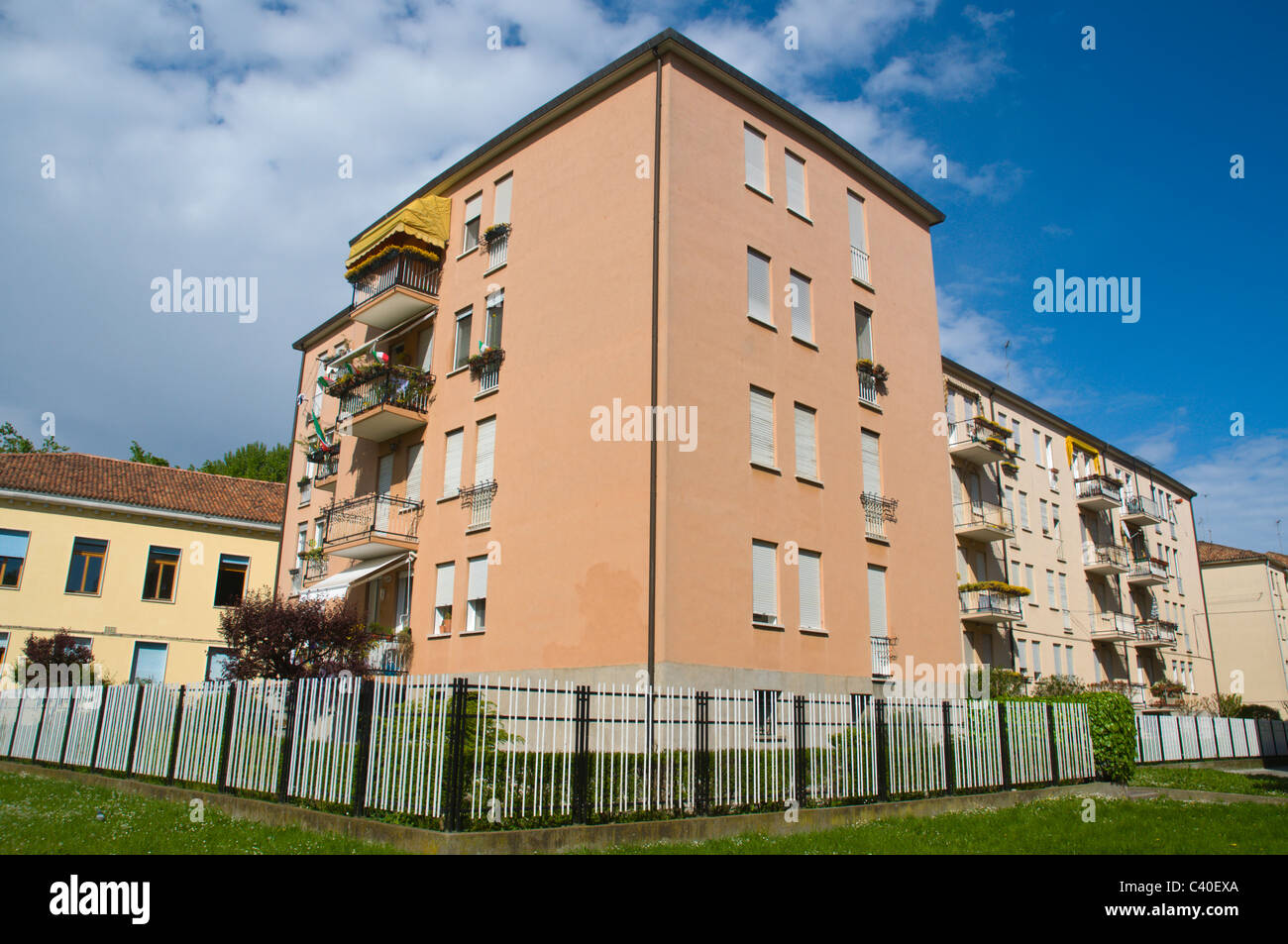 Residential housing blocks Castello district Venice Italy Europe Stock Photo
