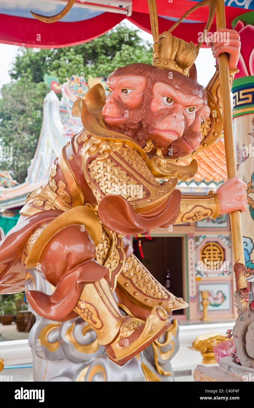 Monkey statue in Chinese Shrine,Temple,in Angsila,Chonburi,Thailand.Asia Stock Photo