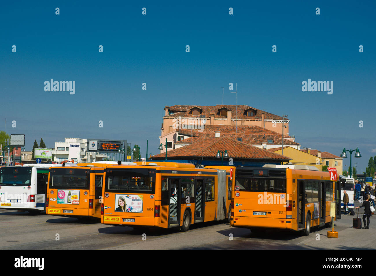 Piazzale Roma square local bus station Venice Italy Europe Stock Photo
