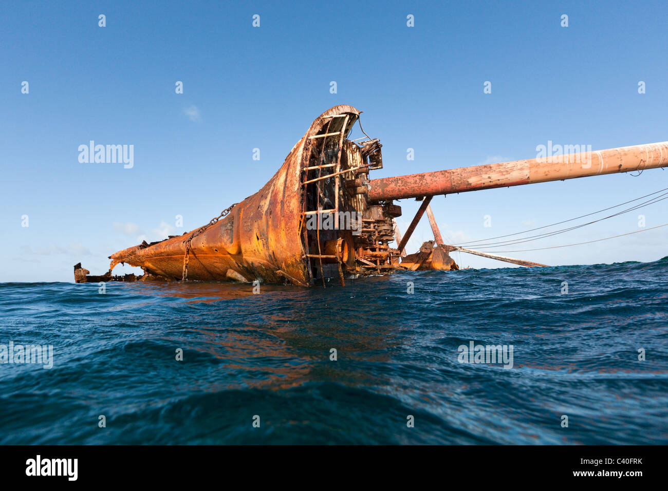 Old Shipwreck at Silverbanks, Silver Bank, Atlantic Ocean, Dominican Republic Stock Photo